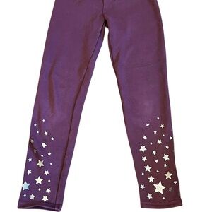 GAP Kids Deep Purple Extra Thick Leggings with Silver Stars, Size XXL (14/16)